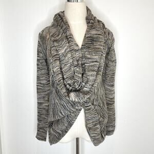 Alice + Olivia 100% Wool Neutral Wrap Sweater Womens Small Brown Beige